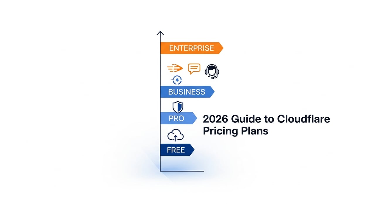 Cloudflare pricing plans 2026 comparison chart showing Free Pro Business and Enterprise tiers
