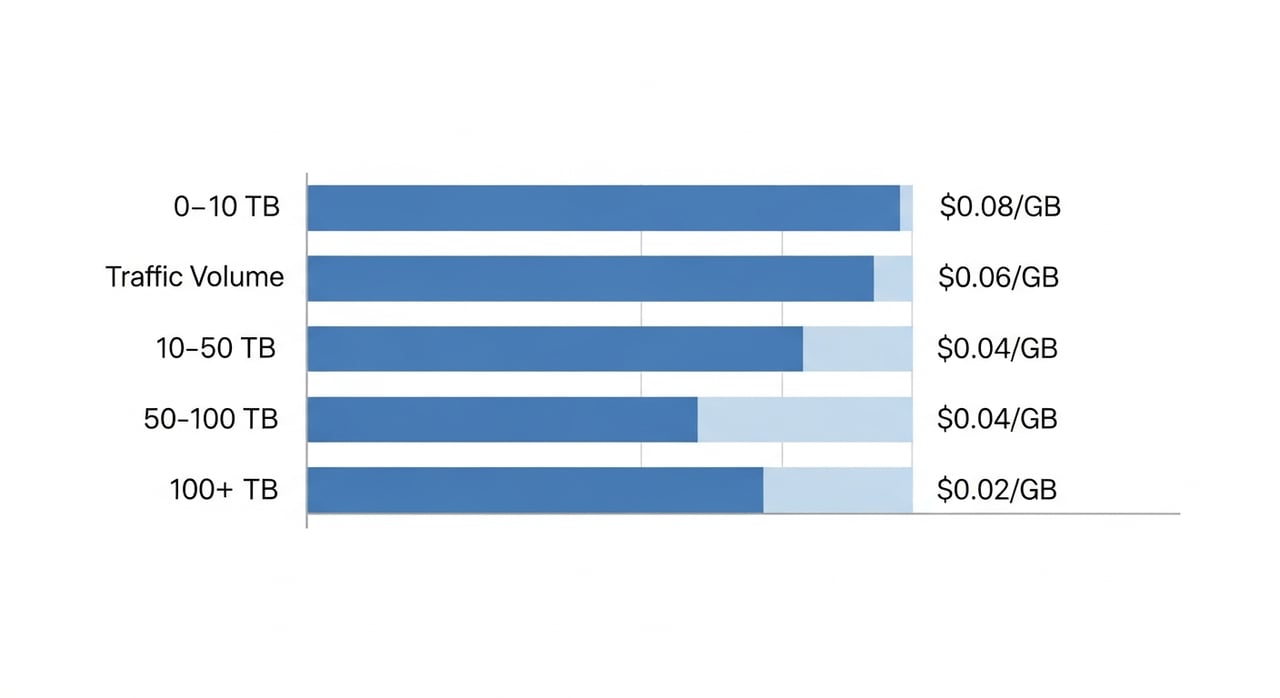 Akamai CDN pricing comparison chart for 2026