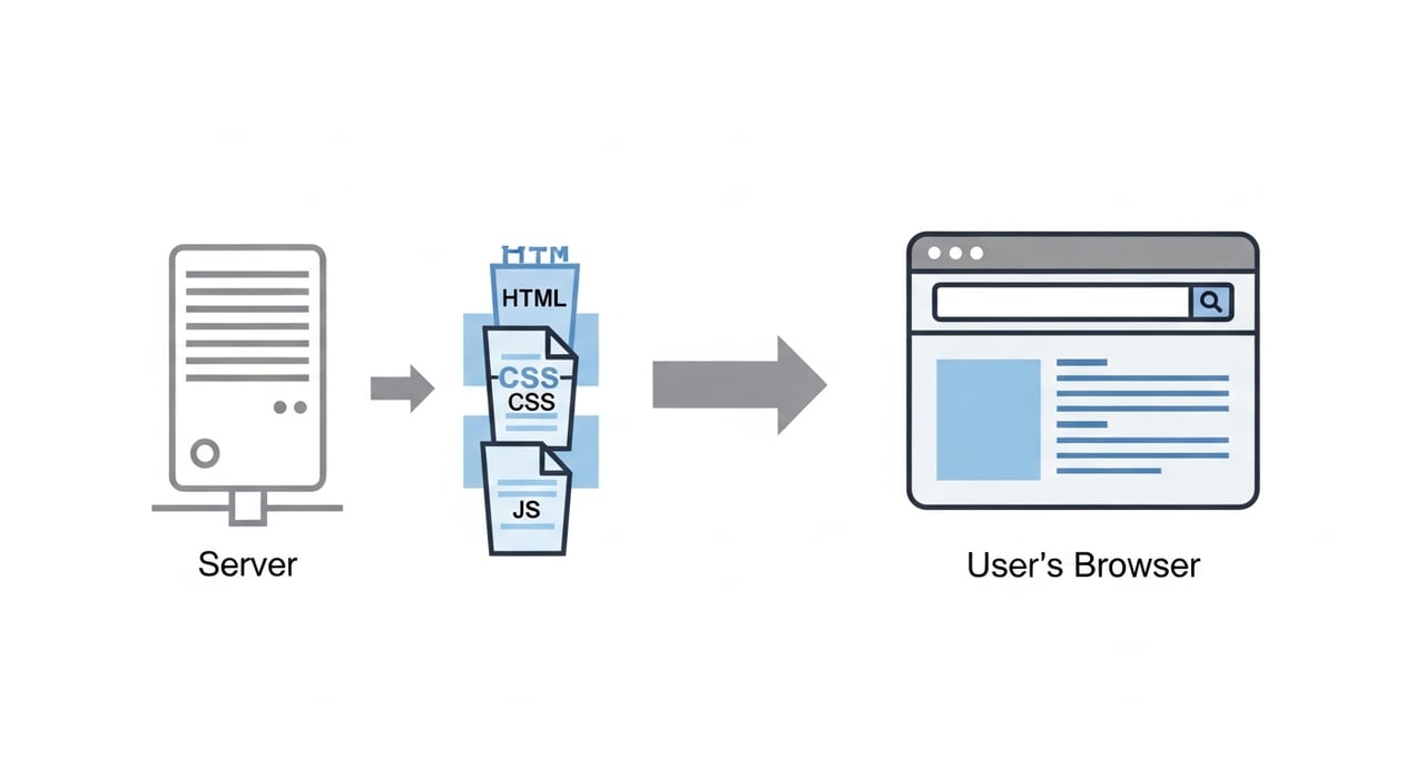 Static content delivery architecture diagram showing edge caching and origin interaction