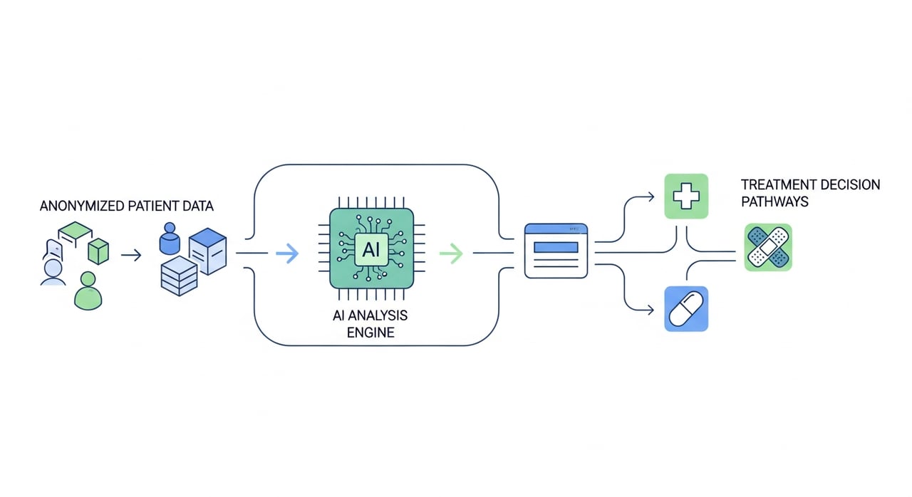 AI clinical trial matching platform architecture diagram showing EHR integration, genomic analysis, and patient enrollment workflow