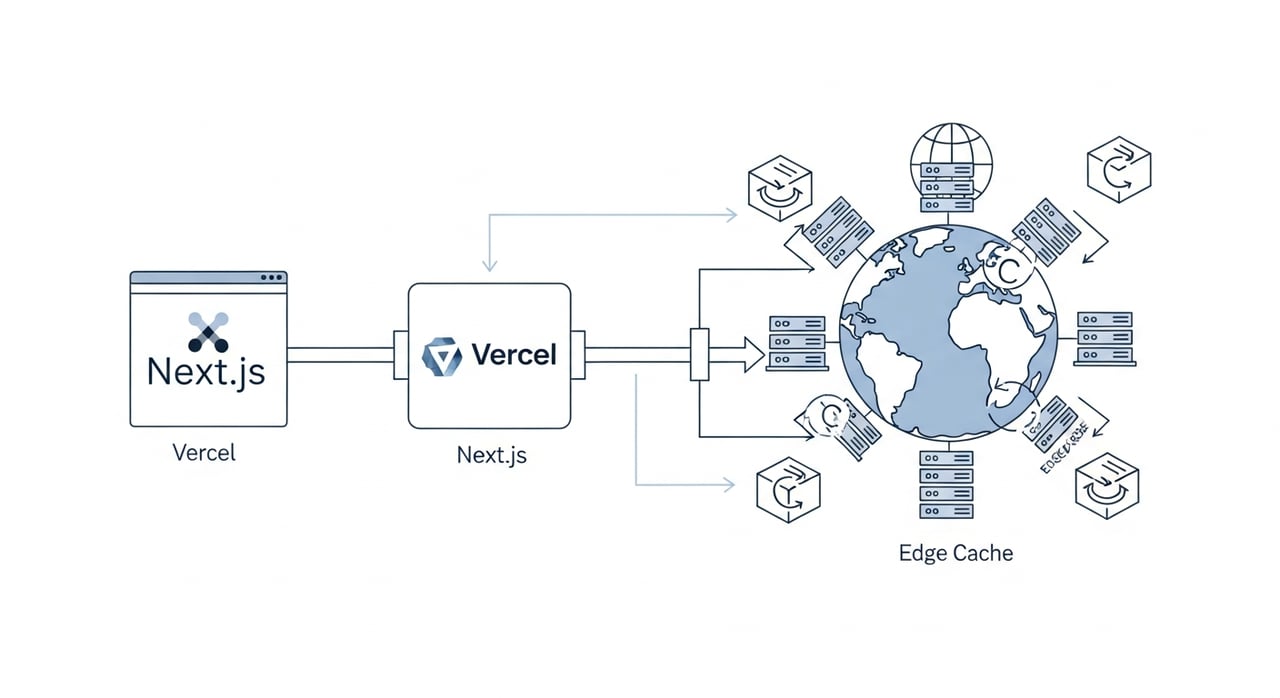 Next.js deployment workflow with Cloudflare edge caching and Vercel origin