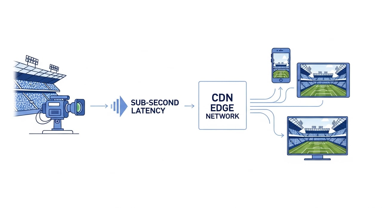 Low latency streaming CDN architecture diagram for live sports delivery
