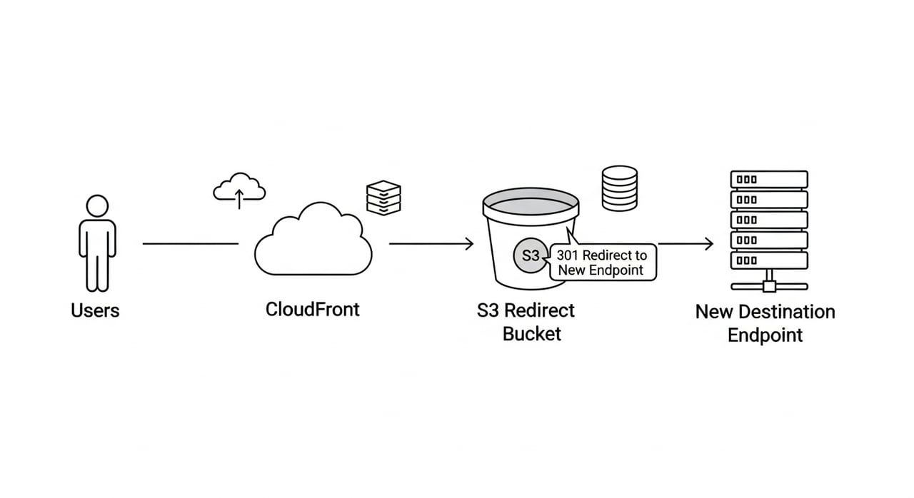 CloudFront to S3 redirect migration architecture diagram