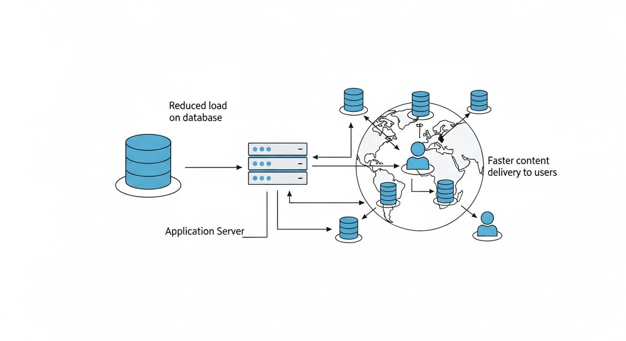 CDN and database performance architecture diagram for 2026