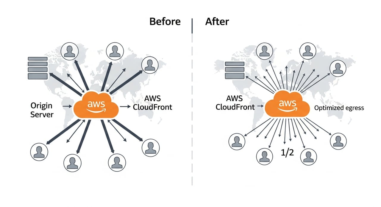 AWS CloudFront cost optimization strategies diagram showing egress reduction techniques in 2026