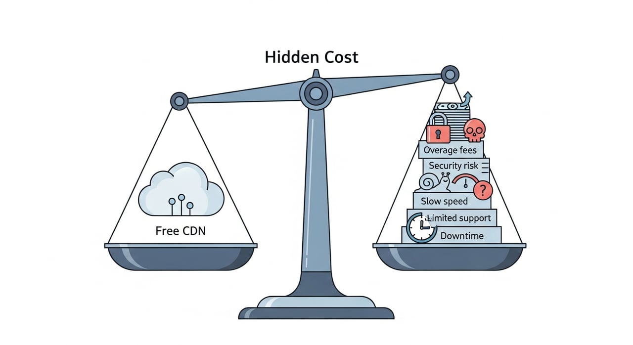 CDN pricing comparison free vs paid 2026