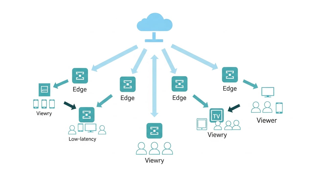 Edge computing architecture diagram for video streaming CDN optimization in 2026