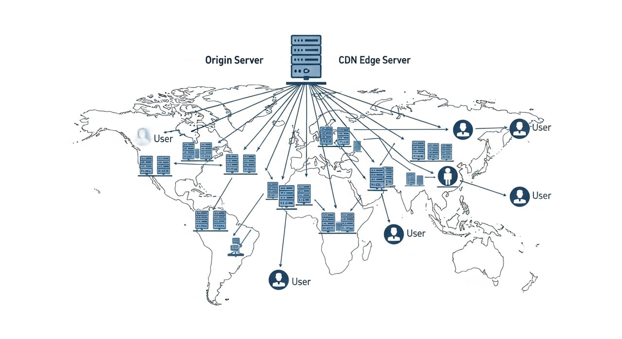 How a CDN works in 2026 — request routing and edge server architecture diagram