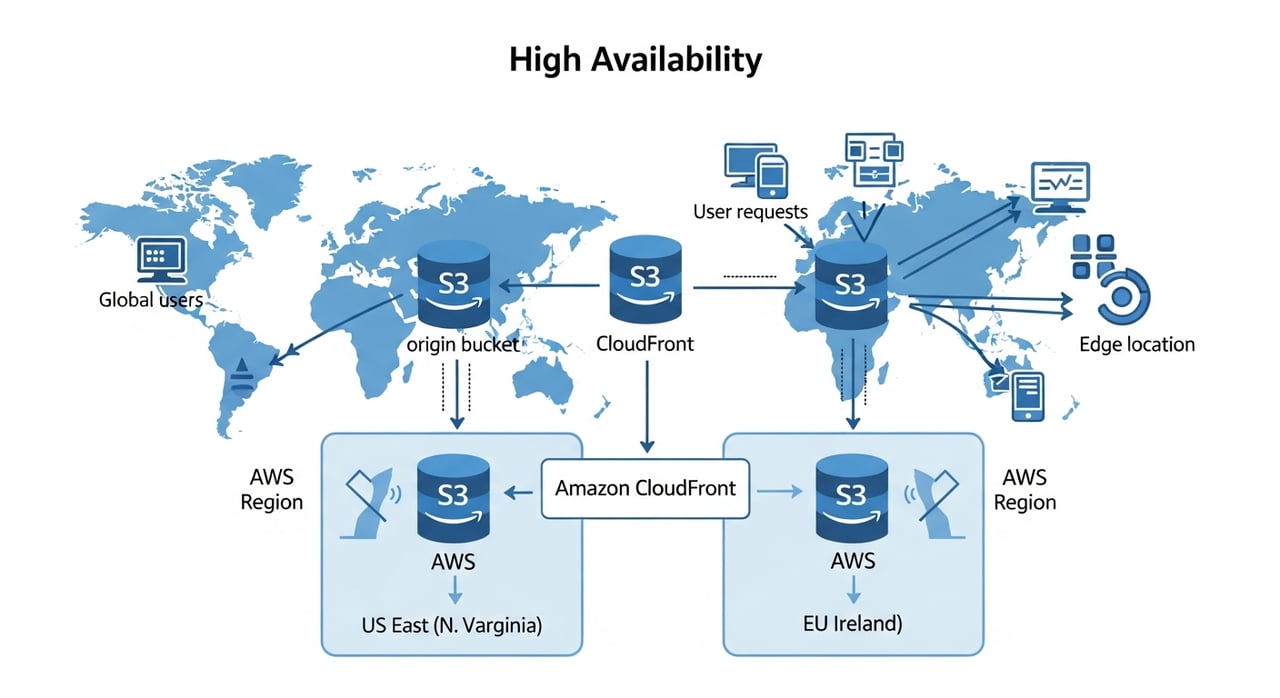 CloudFront S3 high availability architecture patterns diagram