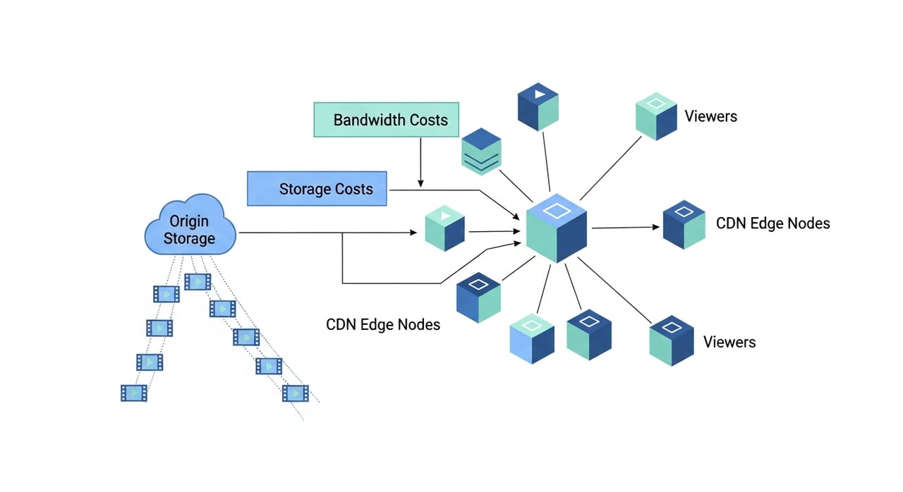 2026 Streaming CDN Pricing Guide - bandwidth, storage, and hidden cost factors visualized