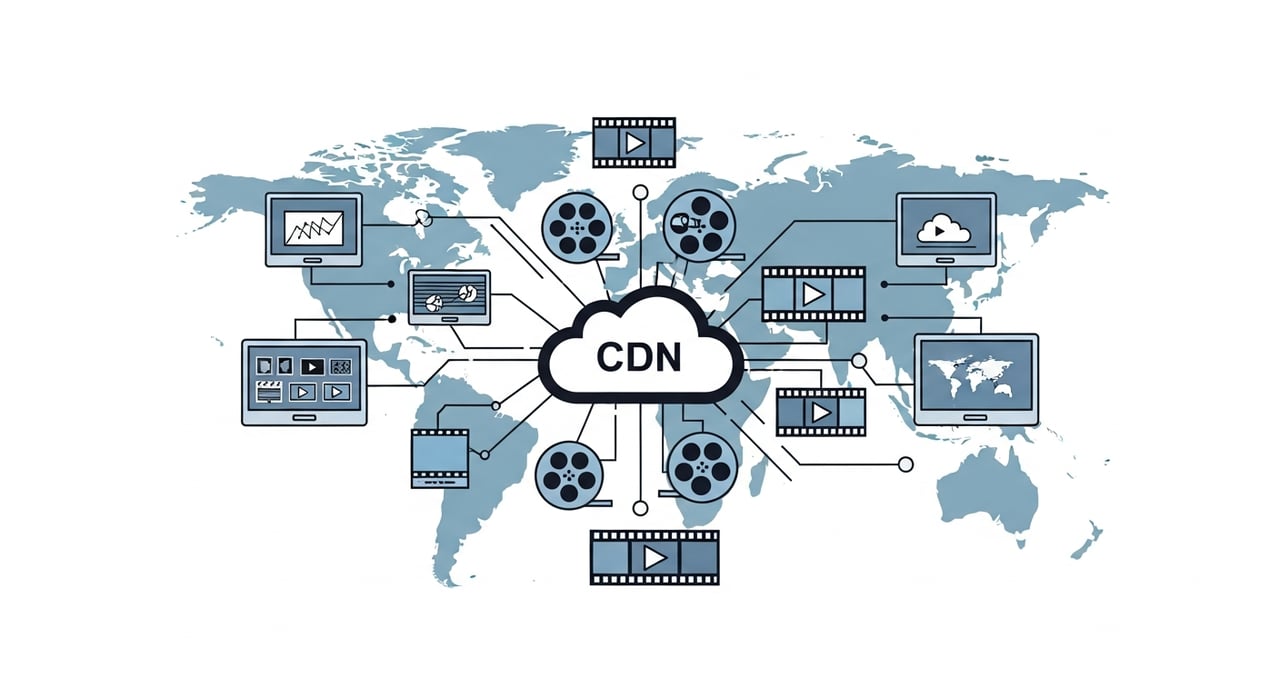Video streaming CDN architecture diagram for film and TV delivery in 2026