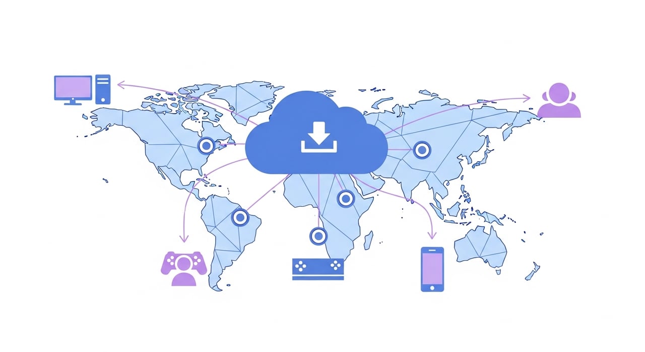 Gaming CDN delivery architecture diagram for 2026