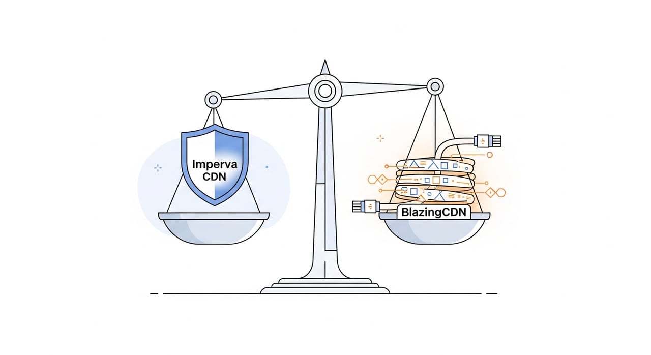 Imperva CDN vs BlazingCDN comparison diagram for 2026