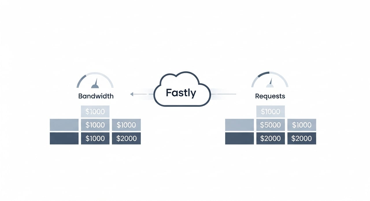 Fastly CDN pricing breakdown for 2026 showing bandwidth and request cost tiers